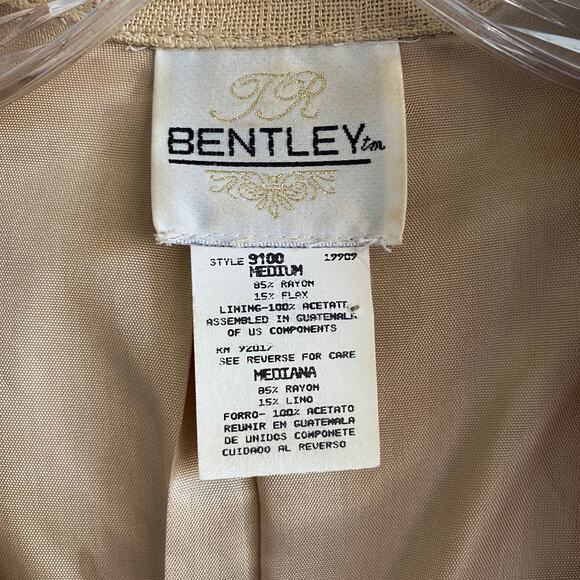Women's T.R. BENTLEY Size M Flax Rayon Blend Blazer Jacket 1-Button - Picture 3 of 6